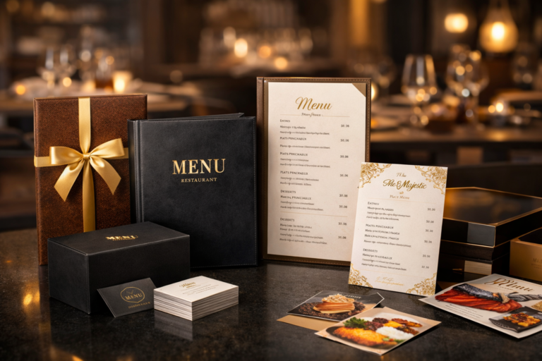 Carte menu restaurant de luxe en Tunisie avec finitions premium et design élégant
